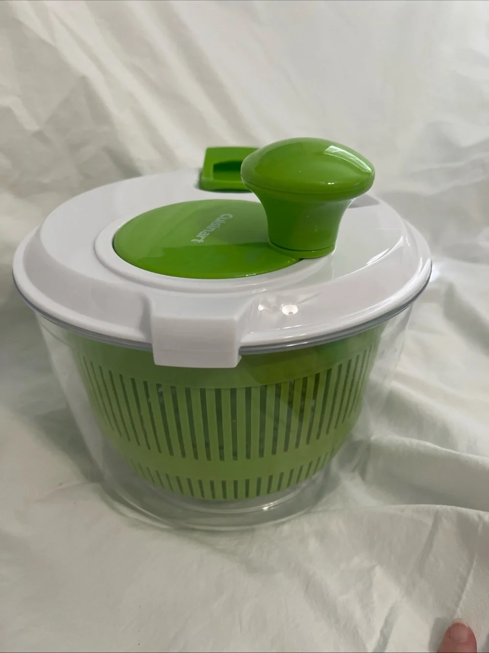 Green Plastic Salad Spinner with Clear Lid - Kitchen Tool